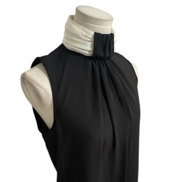 ZARA Black White Sleeveless‎ Dress with High Neck Basic Size S Trim Tuxedo Mini - Picture 4 of 5
